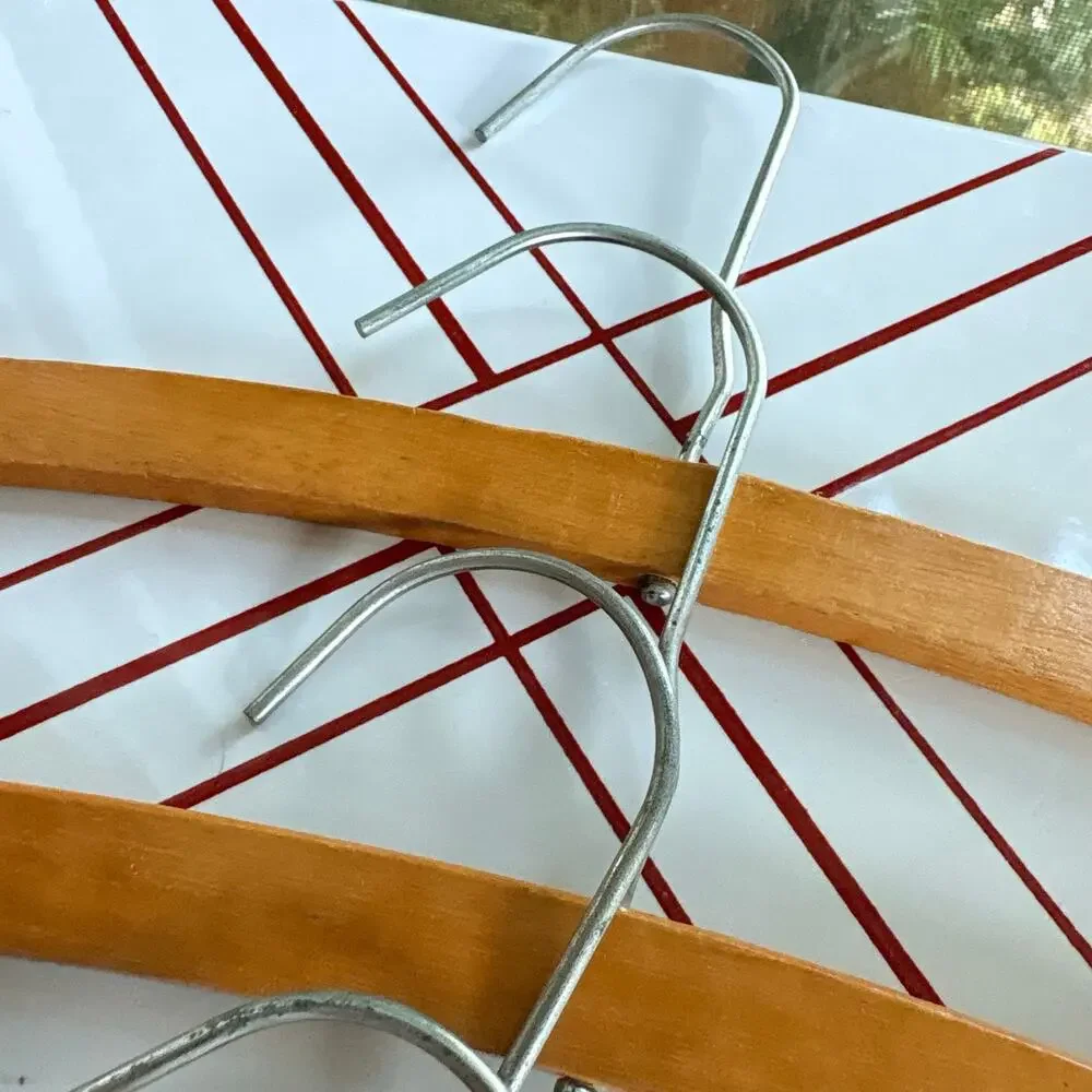 Vintage Wood Clothes Hangers Set of 8 Curved Notched 16 Inch